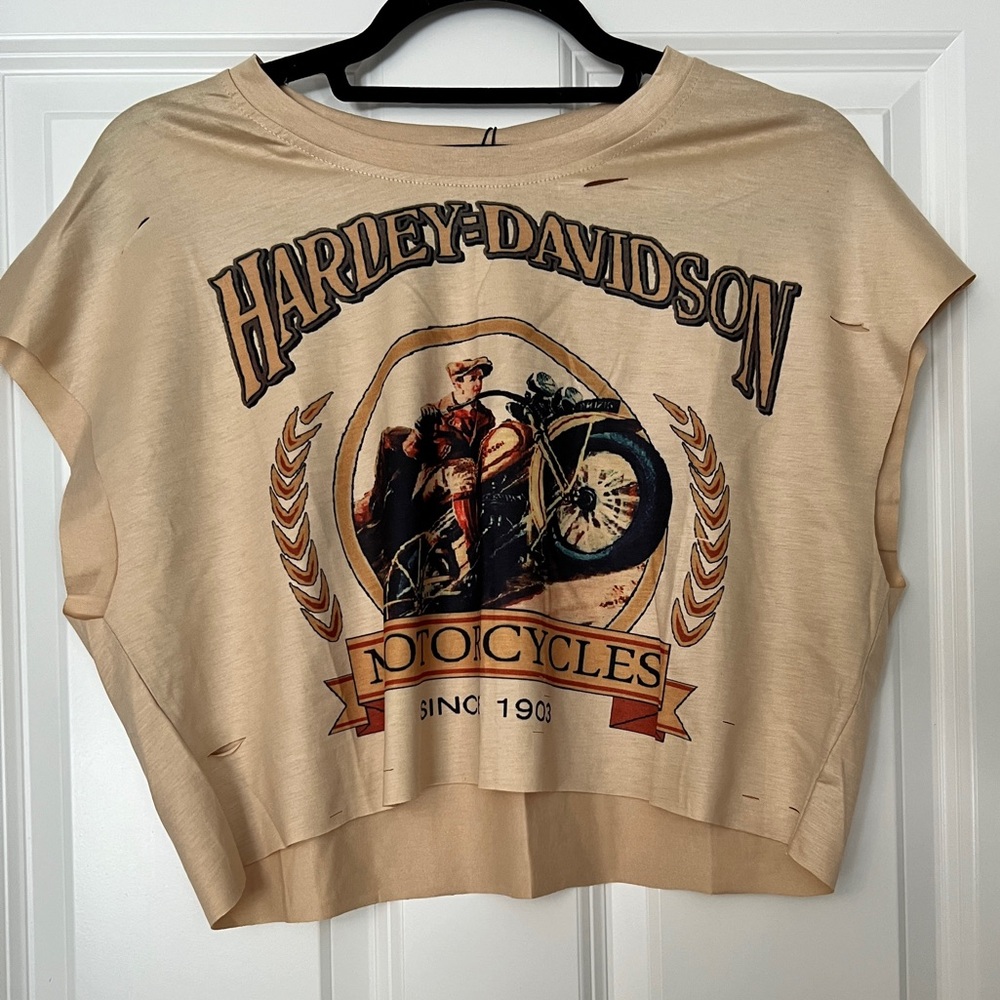 NWT Micas Harley-Davidson Tan Graphic Tee